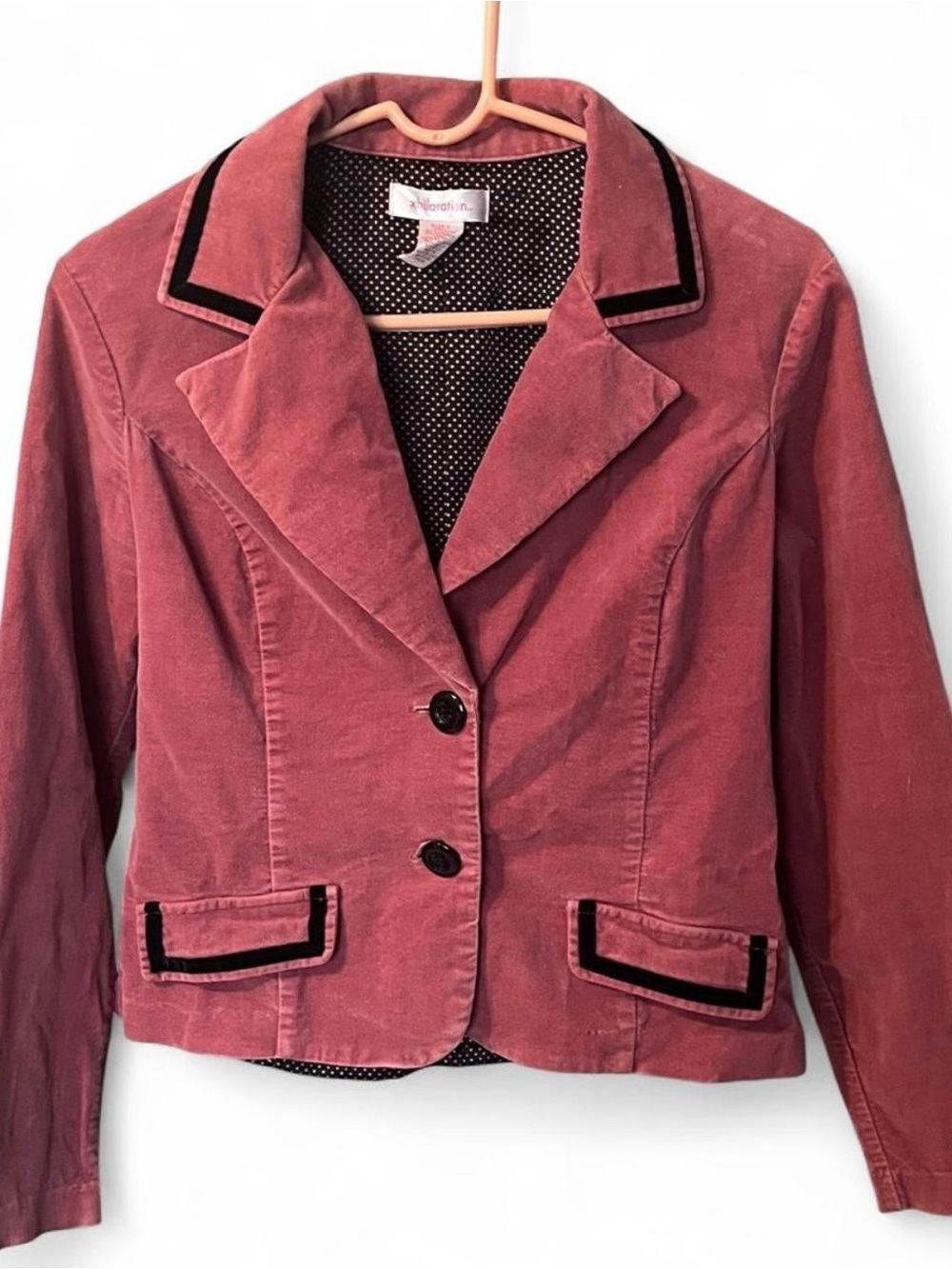 Xhilaration Pink & Black Velvet Blazer Jacket